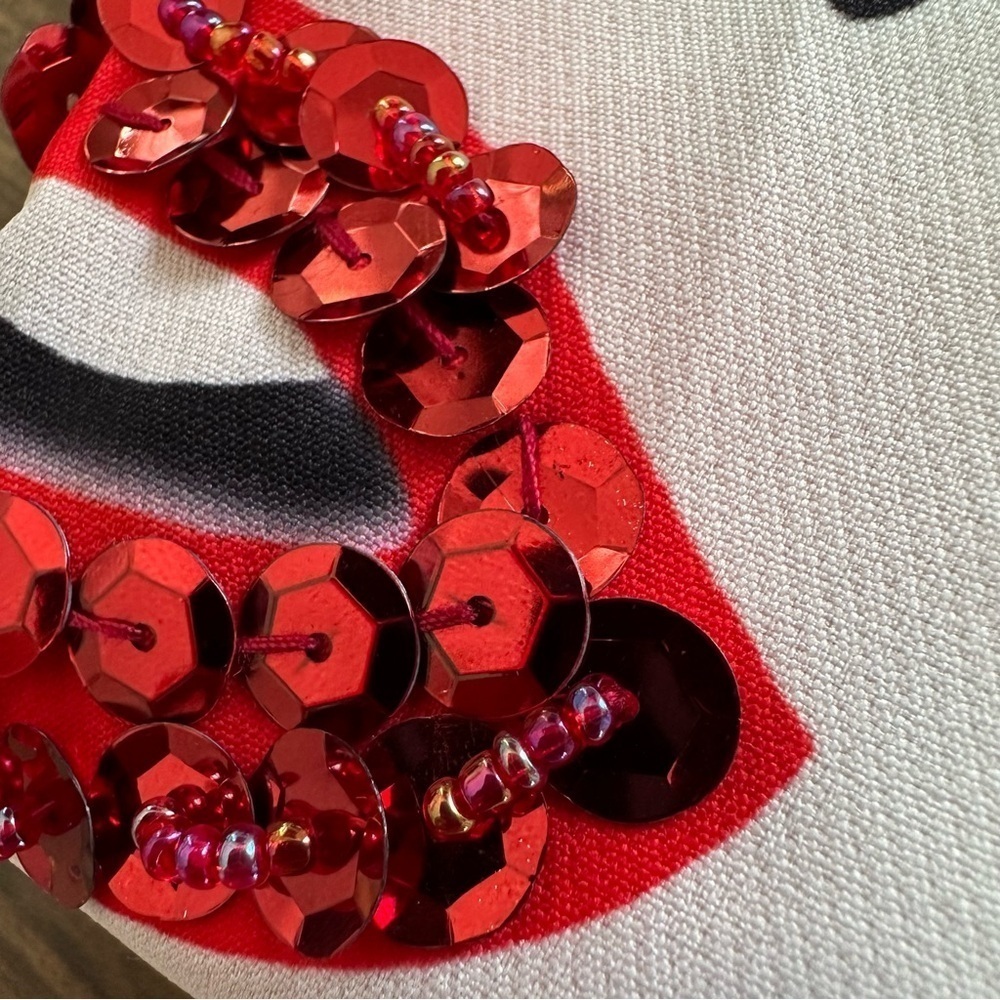 Bold Flutter Sleeve Stripe Red Sequin Lips Club D… - image 7